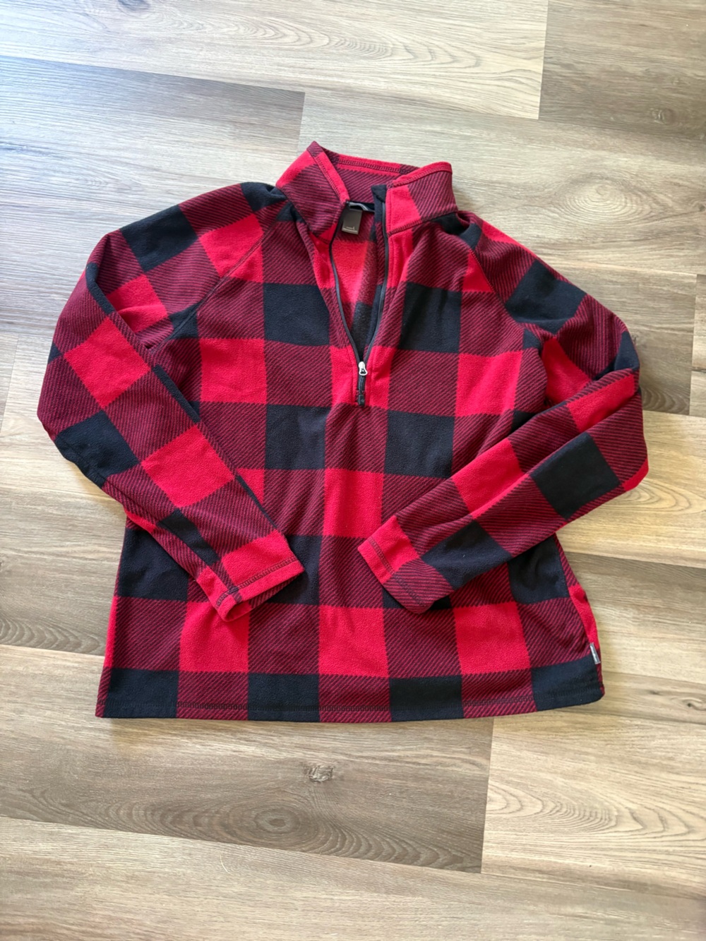 Eddie Bauer Red and Black Buffalo Plaid Teddy Jacket